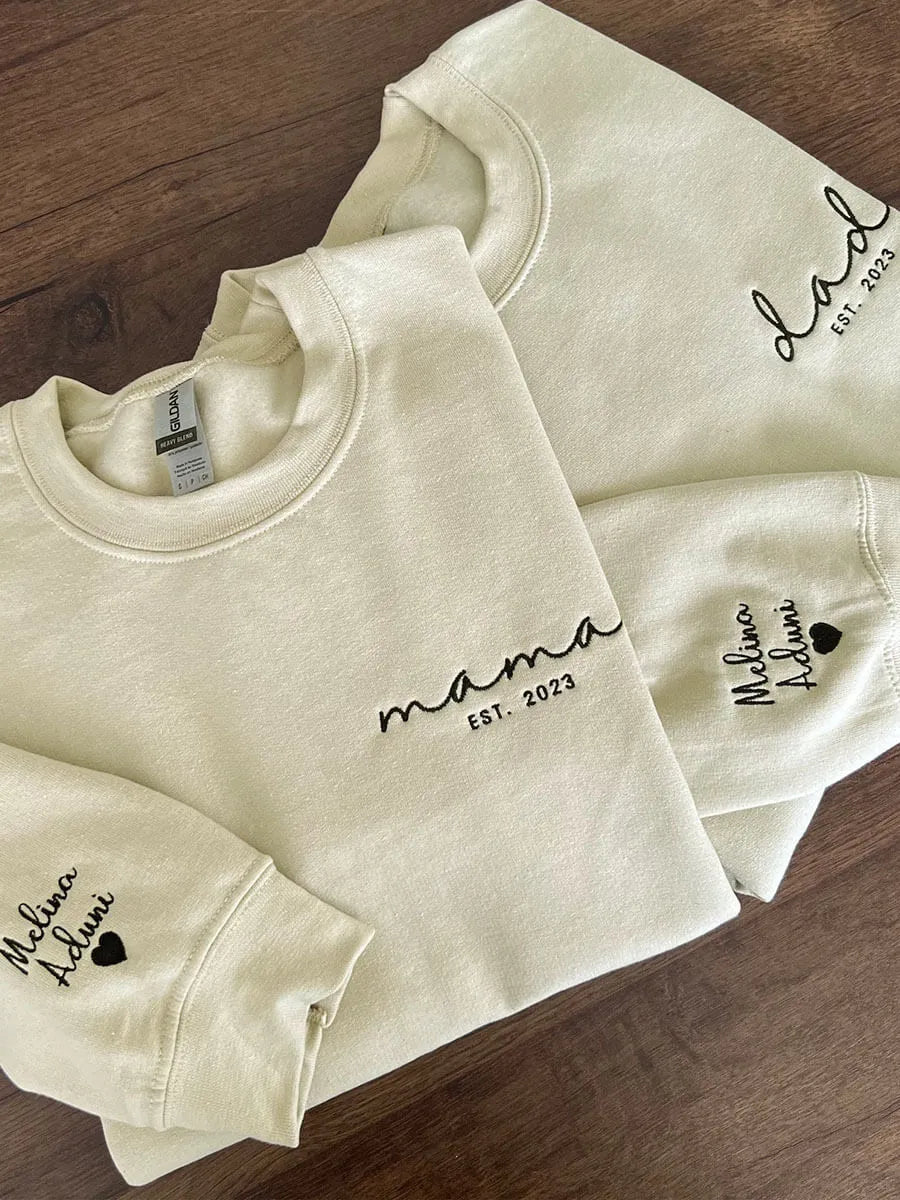 Custom Mama/Dad Embroidered Sweatshirt/Hoodie – A Gift For Your Beloved Mom