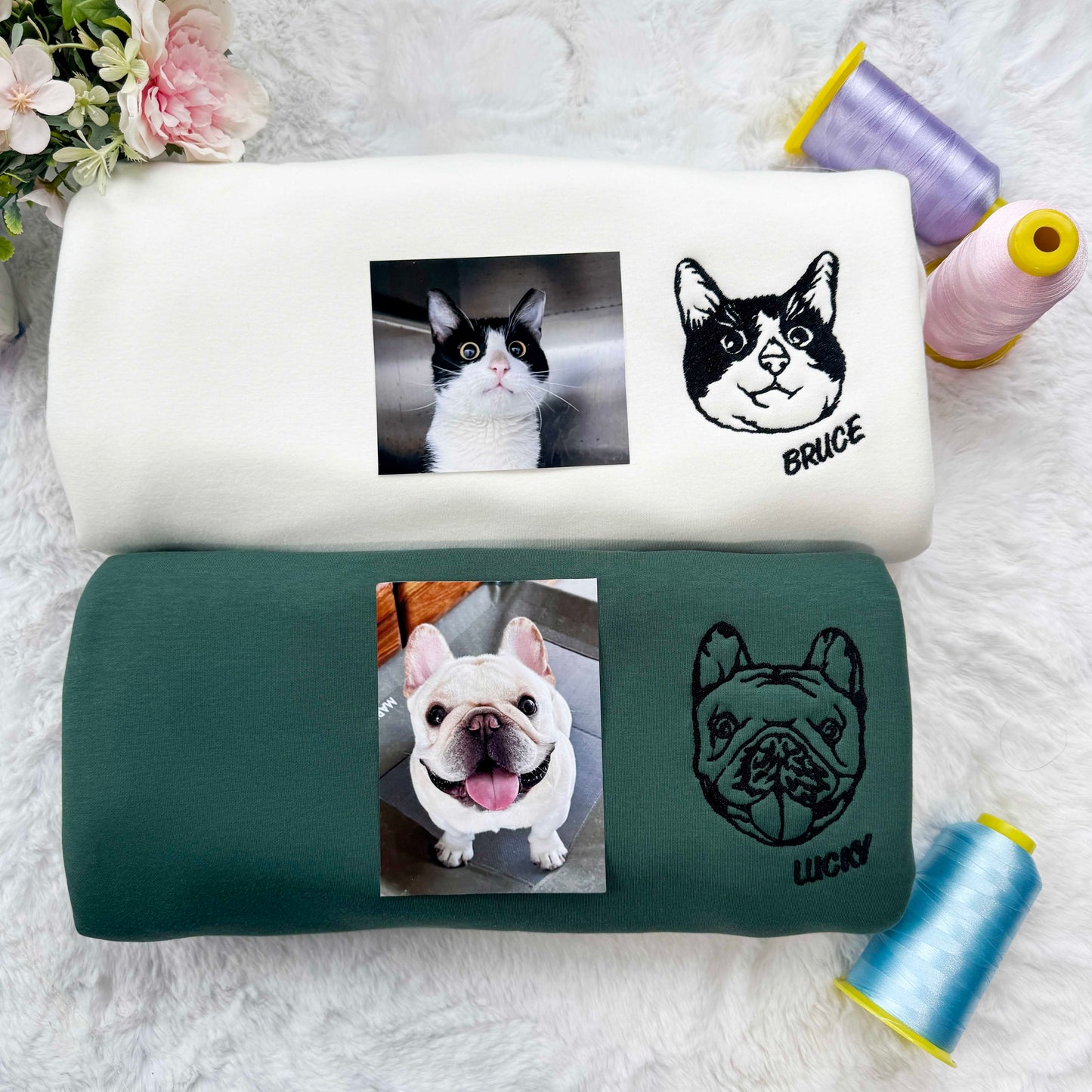 Custom Embroidered Pet Face Tee/Sweatshirt/Hoodie