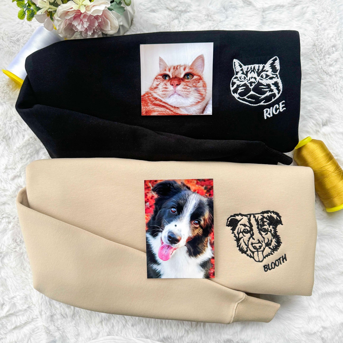 Custom Embroidered Pet Face Tee/Sweatshirt/Hoodie
