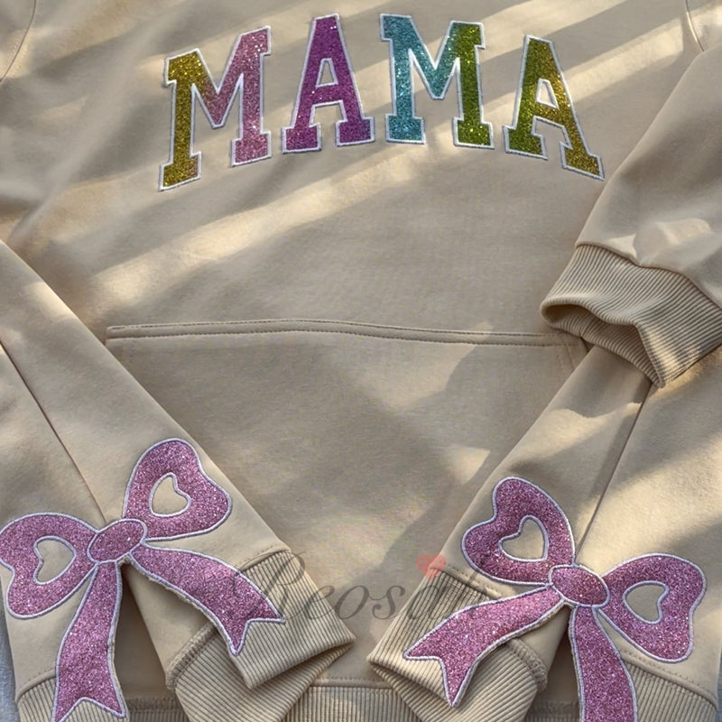 Personalized "MAMA" Rainbow Sweatshirt - Side Bow Sweatshirt