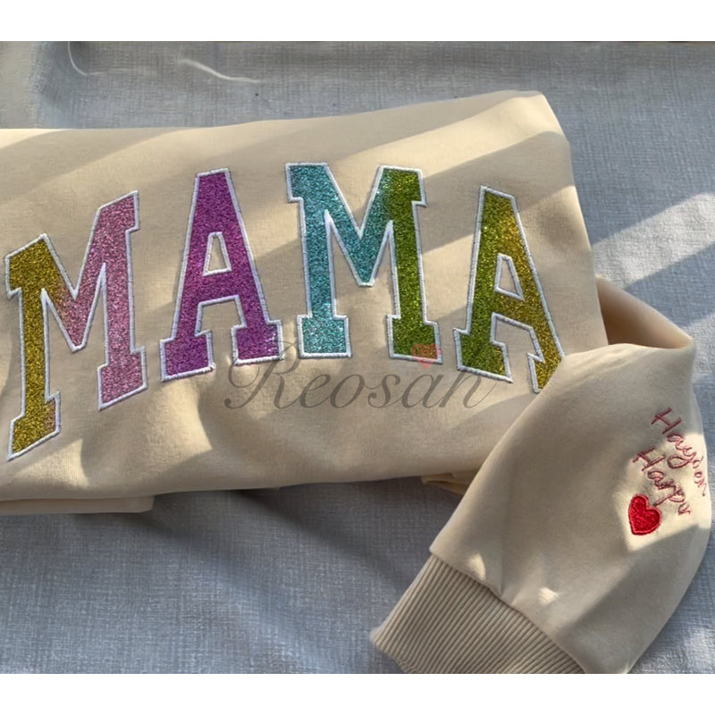 Personalized "MAMA" Rainbow Sweatshirt - Side Bow Sweatshirt
