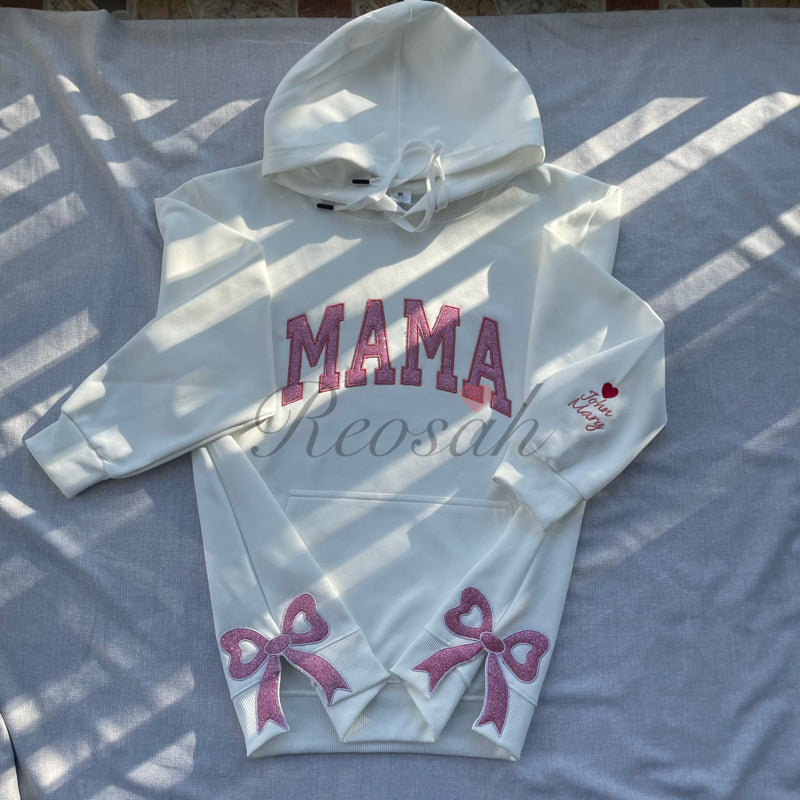 Personalized "MAMA" Rainbow Sweatshirt - Side Bow Sweatshirt