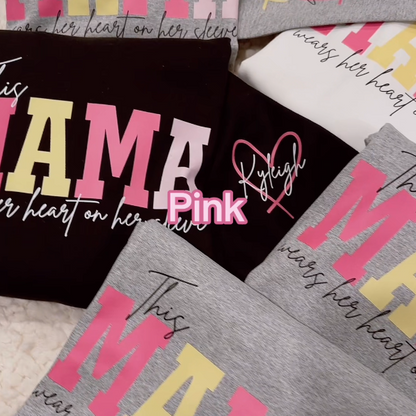 Personalized MAMA Wears Her Heart On Her Sleeve Sweatshirt