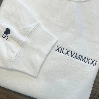 Personalized Roman Numeral Date Matching Hoodies/Crewnecks for Couples