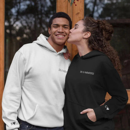 Personalized Roman Numeral Date Matching Hoodies/Crewnecks for Couples