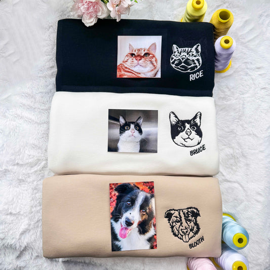 Custom Embroidered Pet Face Tee/Sweatshirt/Hoodie