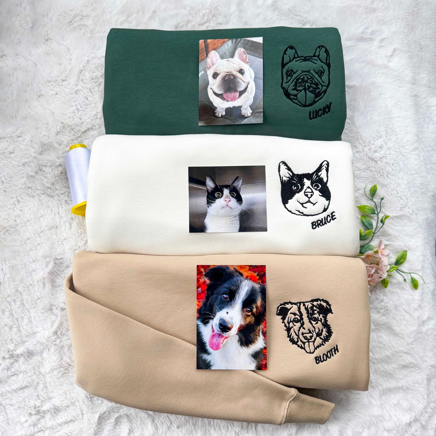 Custom Embroidered Pet Face Tee/Sweatshirt/Hoodie