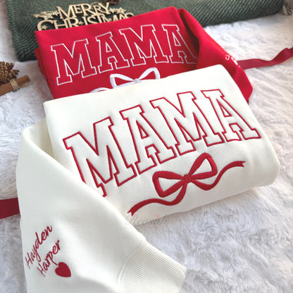 Custom Bow College Mama Embroidered Sweatshirt