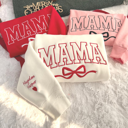 Custom Bow College Mama Embroidered Sweatshirt